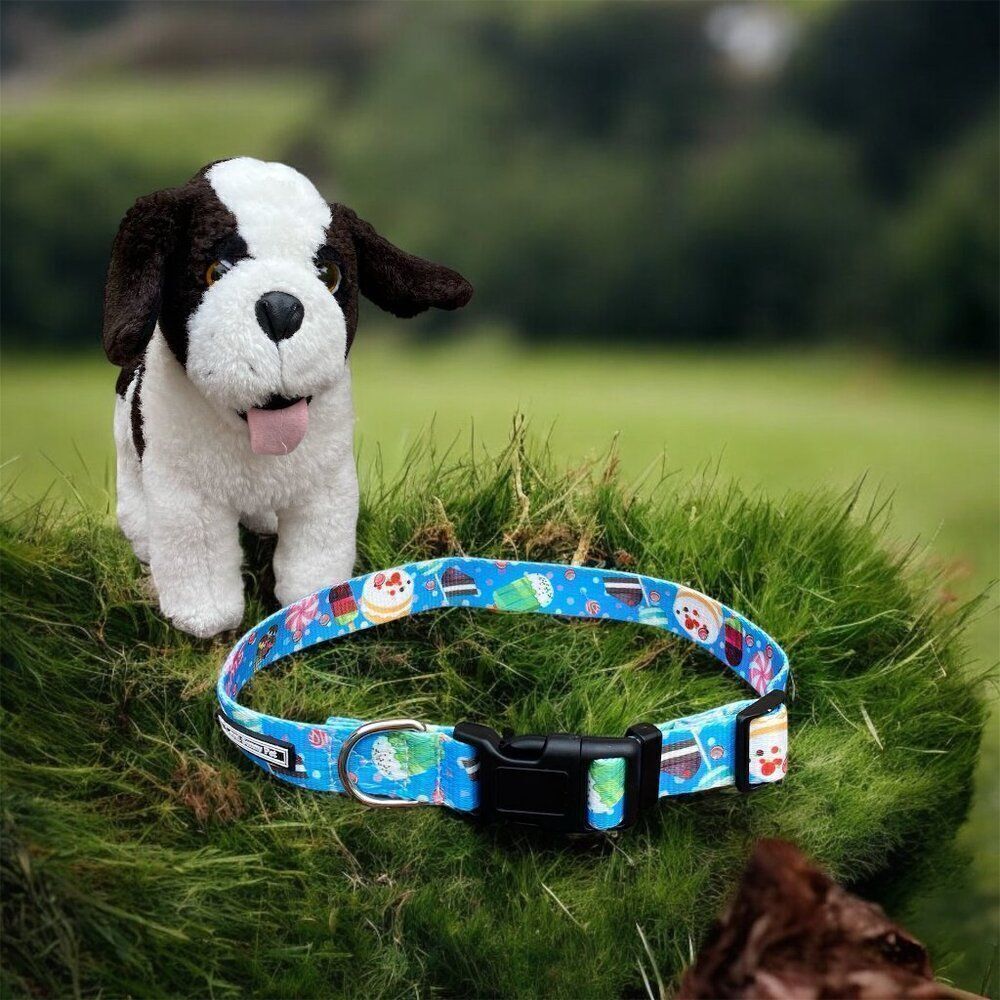 NWOT New Loyal Sunny Pet Dog Collar w/ Buckle Blue Desserts Design S/M